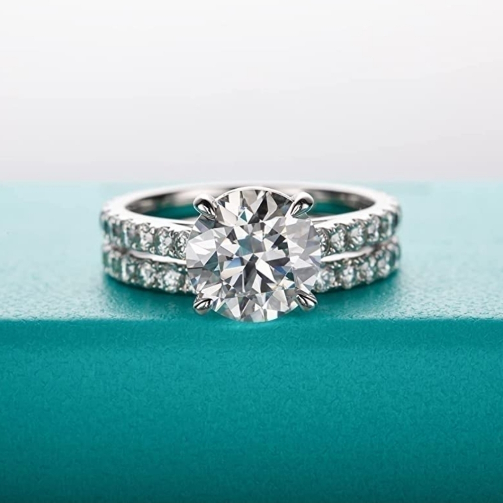 CERTIFIED 14k White Gold 4.14cttw Diamond Ring Engagement Moissanite 925 Wedding
